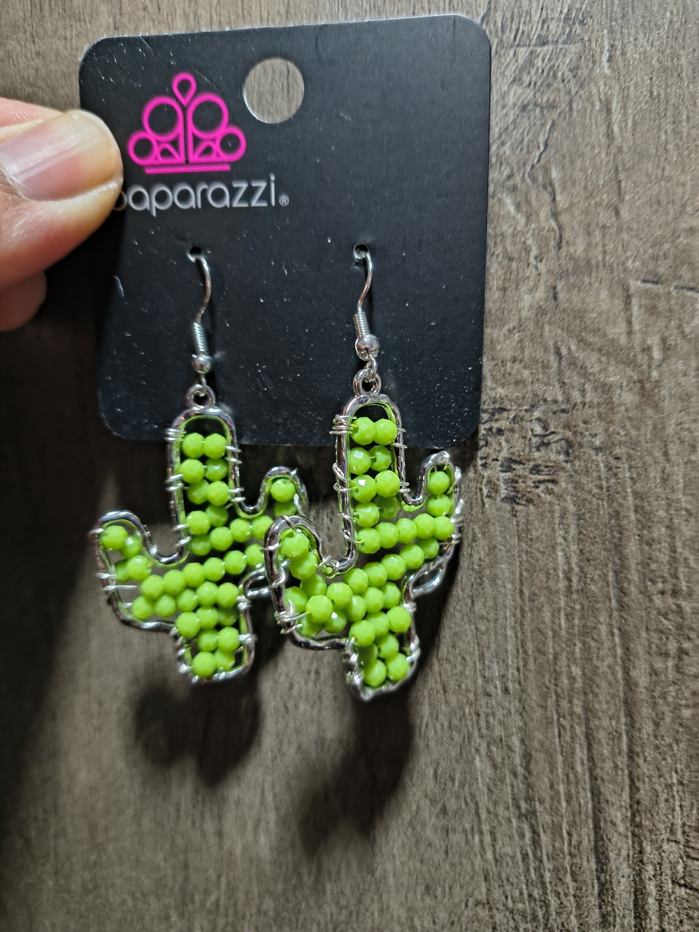 paparazzi Lime Green Cactus Bead Dangle Earrings